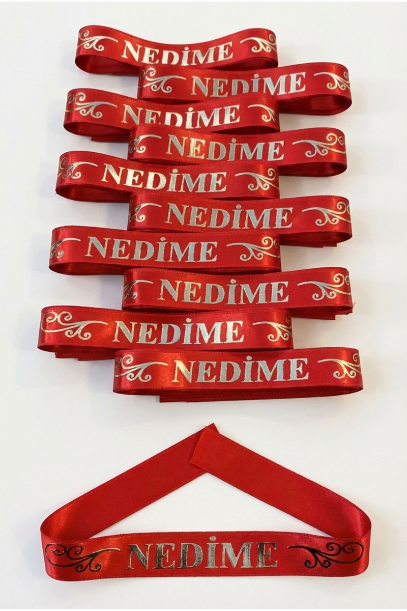 1 Adet Kırmızı Gümüş Nedime Kol Kurdele Bant Ve Bileklik Sağdıç Düğün Kına Gecesi Bride Bekarlığa