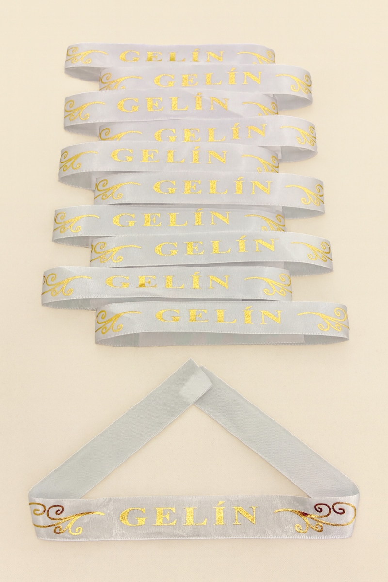 1 Adet Kolluk, Beyaz Gelin Kol Kurdele Bileklik Bant, Düğün Bride Bekarlığa Veda Söz Kına Nikah