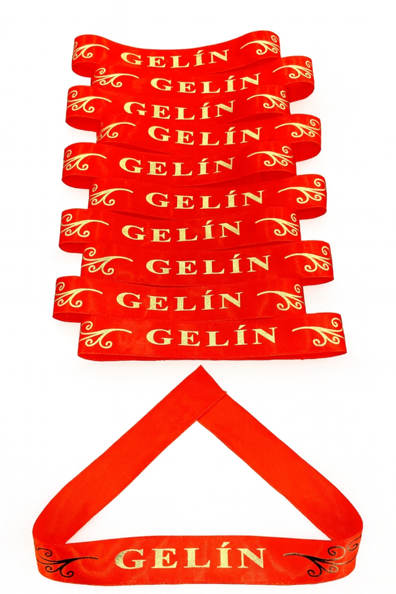 1 Adet Kolluk, Kırmızı Gelin Kol Kurdele Bileklik Bant, Düğün Bride Bekarlığa Veda Söz Kına Nikah