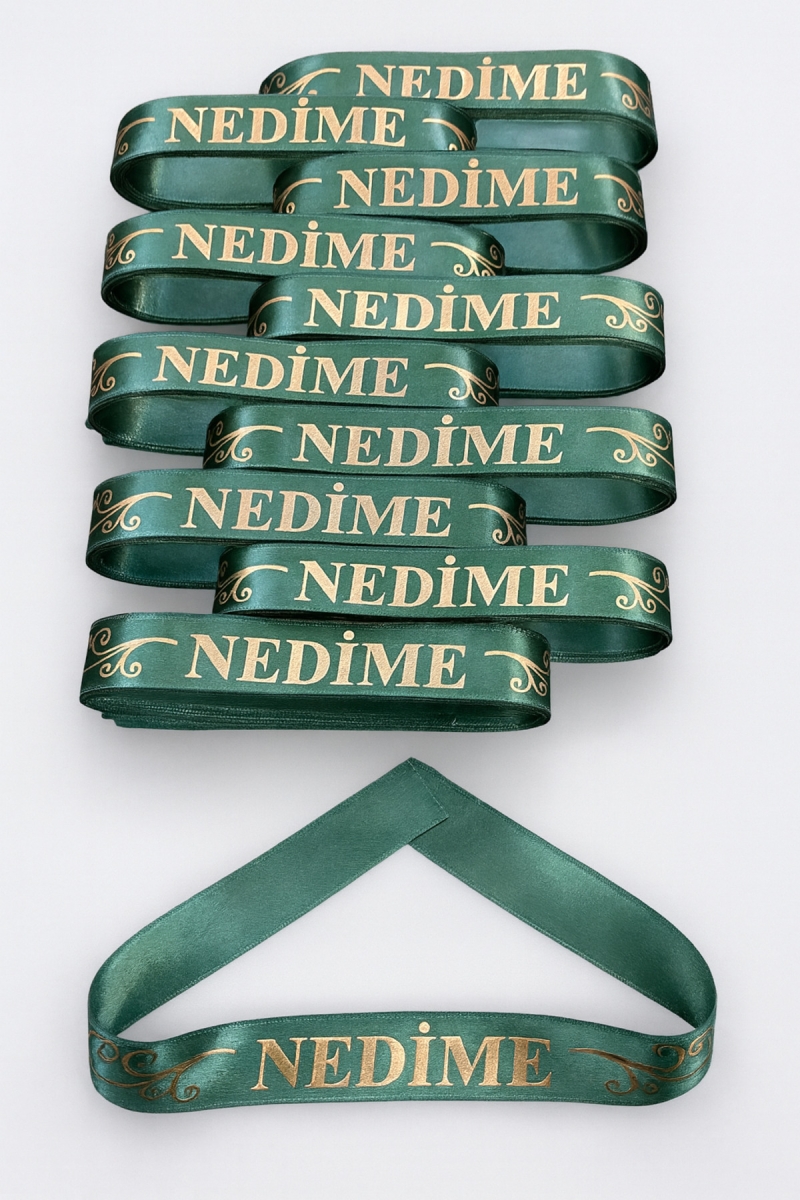 1 Adet Kolluk, Yeşil Nedime Kol Kurdele Bileklik Bant, Düğün Bride Bekarlığa Veda Söz Kına Sünnet