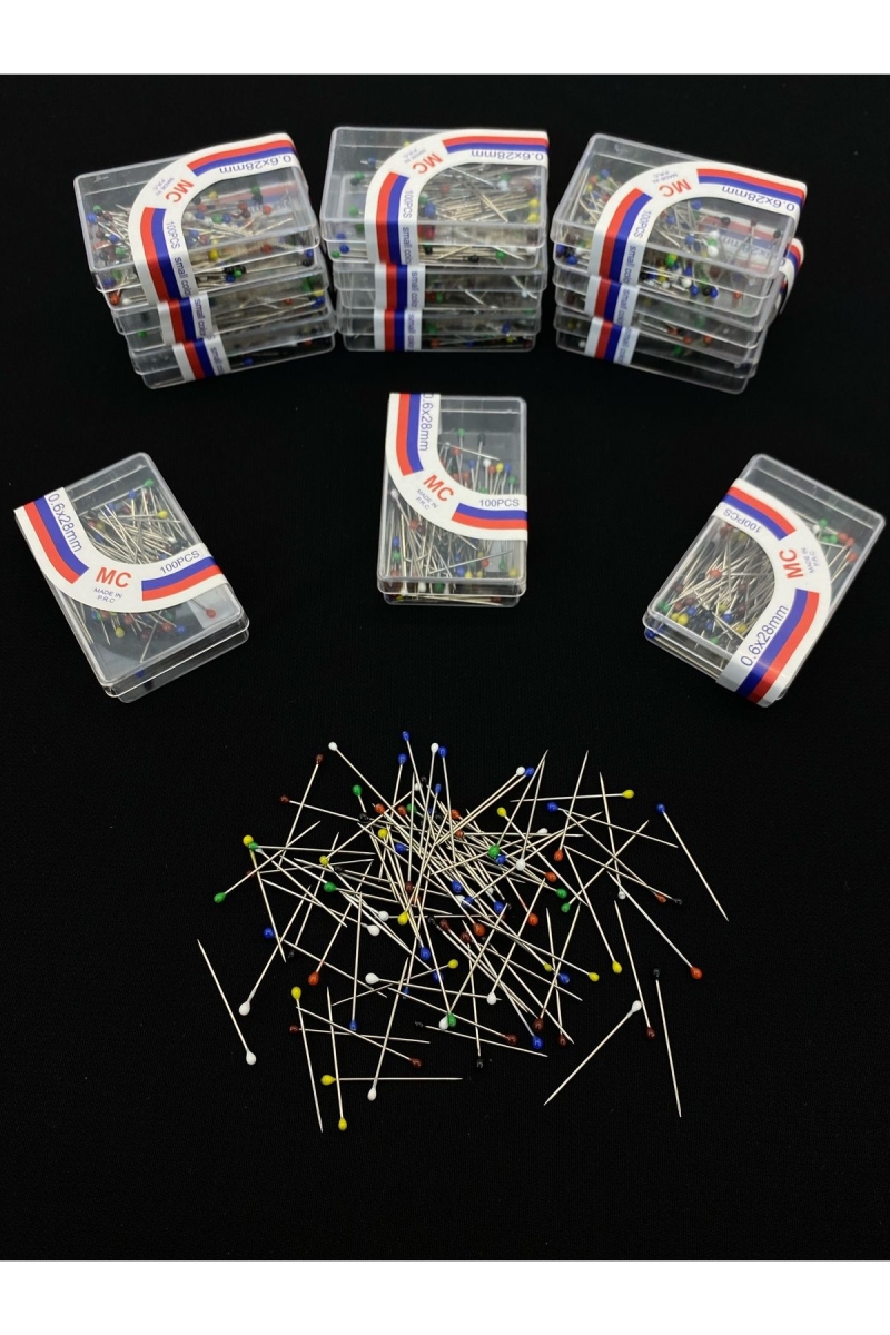 100 Adet Karışık Renk Toplu İğne, Türban Eşarp Başörtüsü Düğün Nikah Nişan Kına Sünnet Takı İğnesi