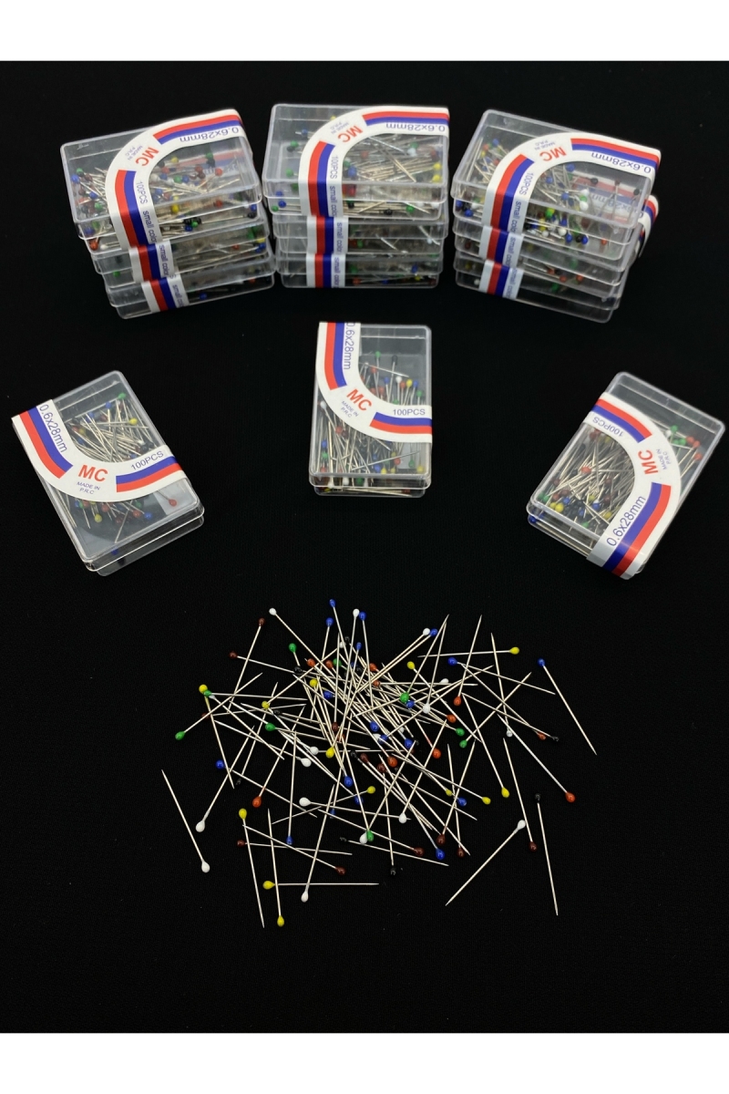 200 Adet Karışık Renk Toplu İğne, Türban Eşarp Başörtüsü Düğün Söz Nişan Kına Sünnet Takı İğnelik