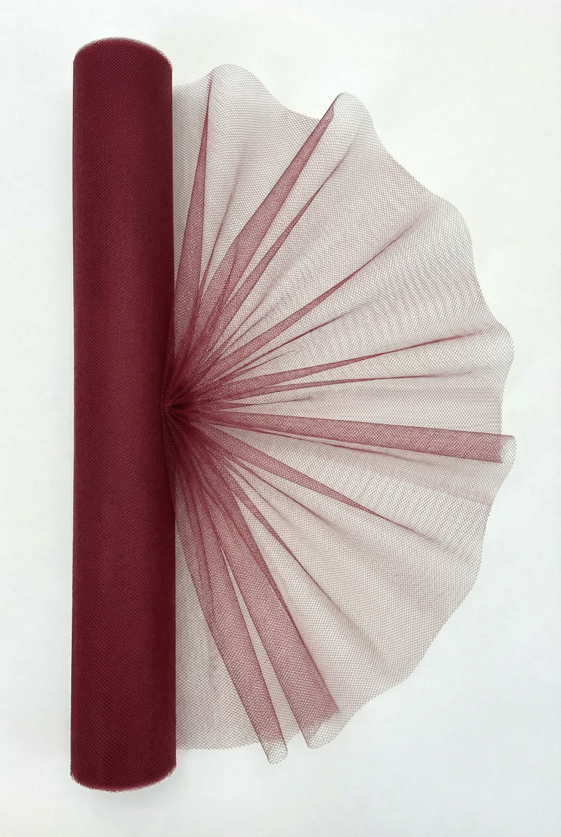 27 Metre İran Grek Tül Bordo, Nişan Çeyiz Bohça Kapı Doğum Günü Konvoy Parti Dekor Süsleme (En70cm)