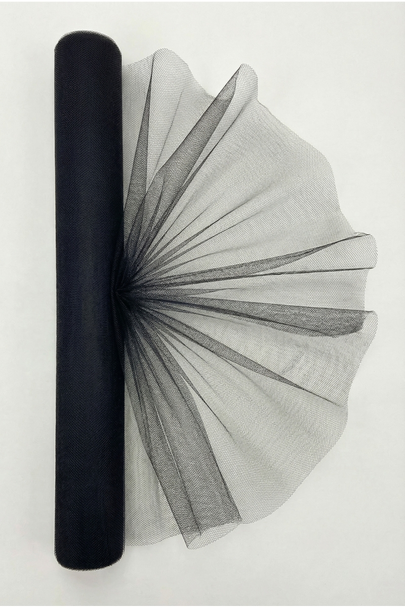 27 Metre İran Grek Tül  Siyah, Nişan Çeyiz Bohça Kapı Doğum Günü Konvoy Parti Dekor Süsleme, (En 70cm)