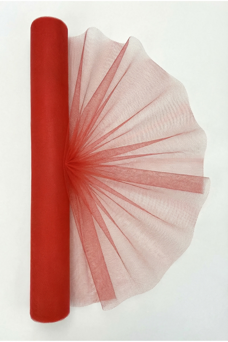 27 Metre İran Grek Tül Kırmızı, Nişan Çeyiz Bohça Kapı Doğum Günü Konvoy Parti Süsleme, (En 70cm)