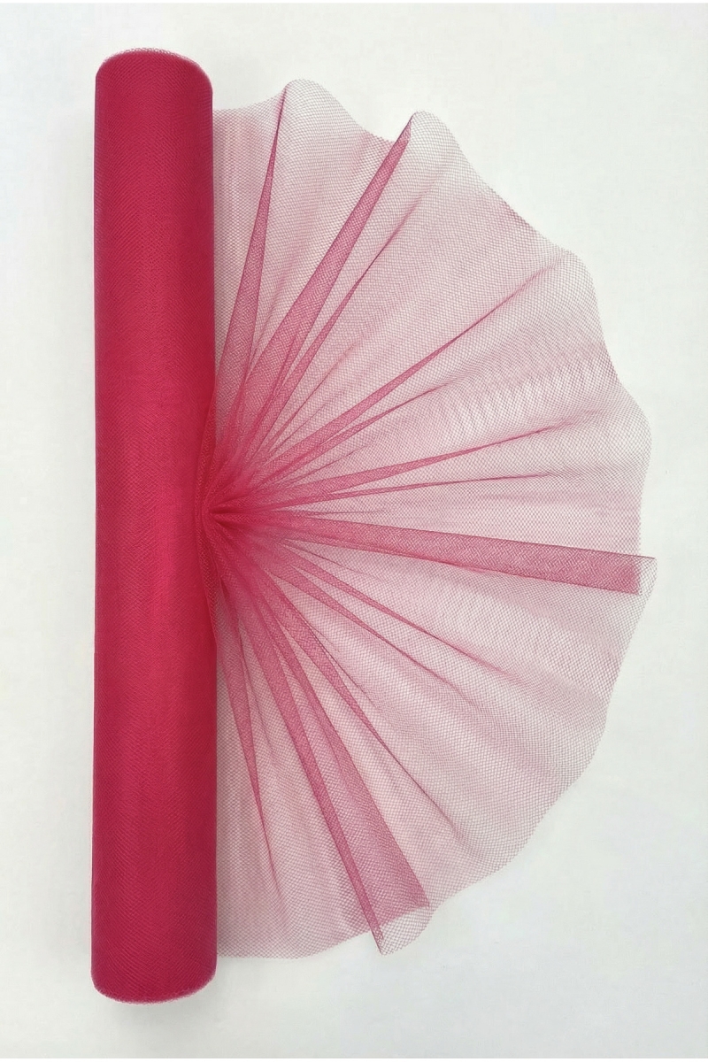 27 Metre İran Grek Tül Fuşya, Nişan Çeyiz Bohça Kapı Doğum Günü Konvoy Parti Dekor Süsleme (En70cm)