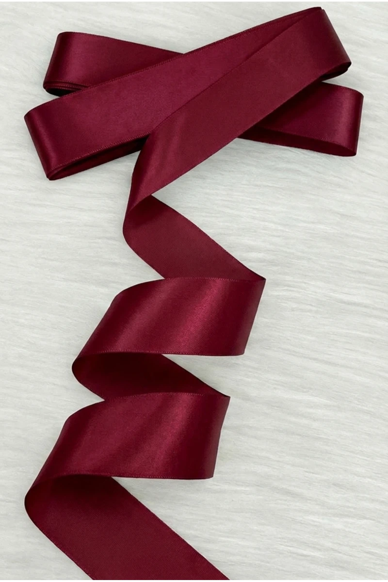4 Cm Bordo Tek Taraflı Saten Kurdele 9 Metre, Bohça Çeyiz Nişan Takı Özel Gün Hediye Süsleme Düğün Söz Gelin Damat Bride Parti Nikah Sünnet Kına Geces