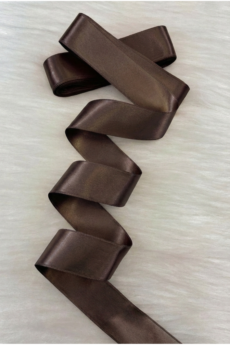 4 Cm Kahverengi Çift Taraflı Saten Kurdele 10 Metre, Bohça Çeyiz Özel Gün Hediye Nikah Süsleme