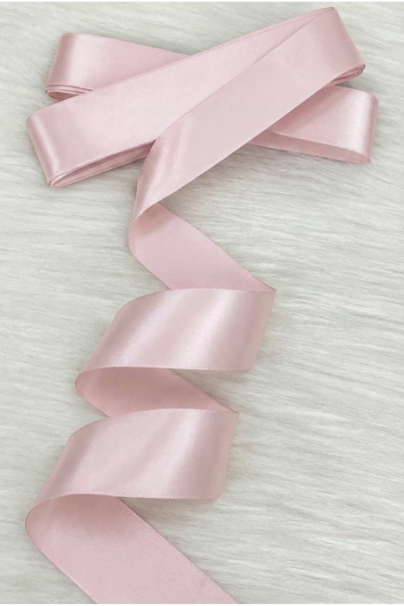 4 Cm Pudra Pembe Tek Taraflı Saten Kurdele 10 Metre, Bohça Çeyiz Özel Gün Hediye Süsleme Kurdelesi