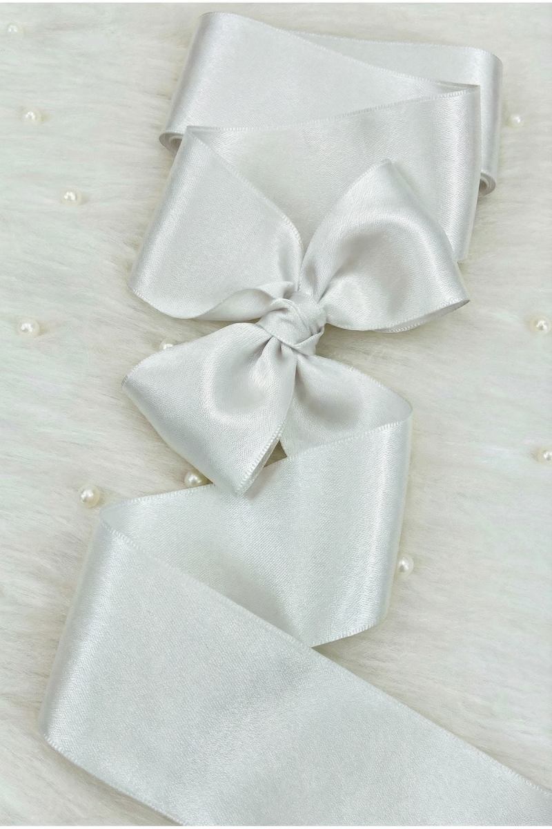 6 Cm Kırık Beyaz Çift Taraflı Saten Kurdele 10 Metre, Bohça Çeyiz Nişan Takı Özel Gün Hediye Süsleme