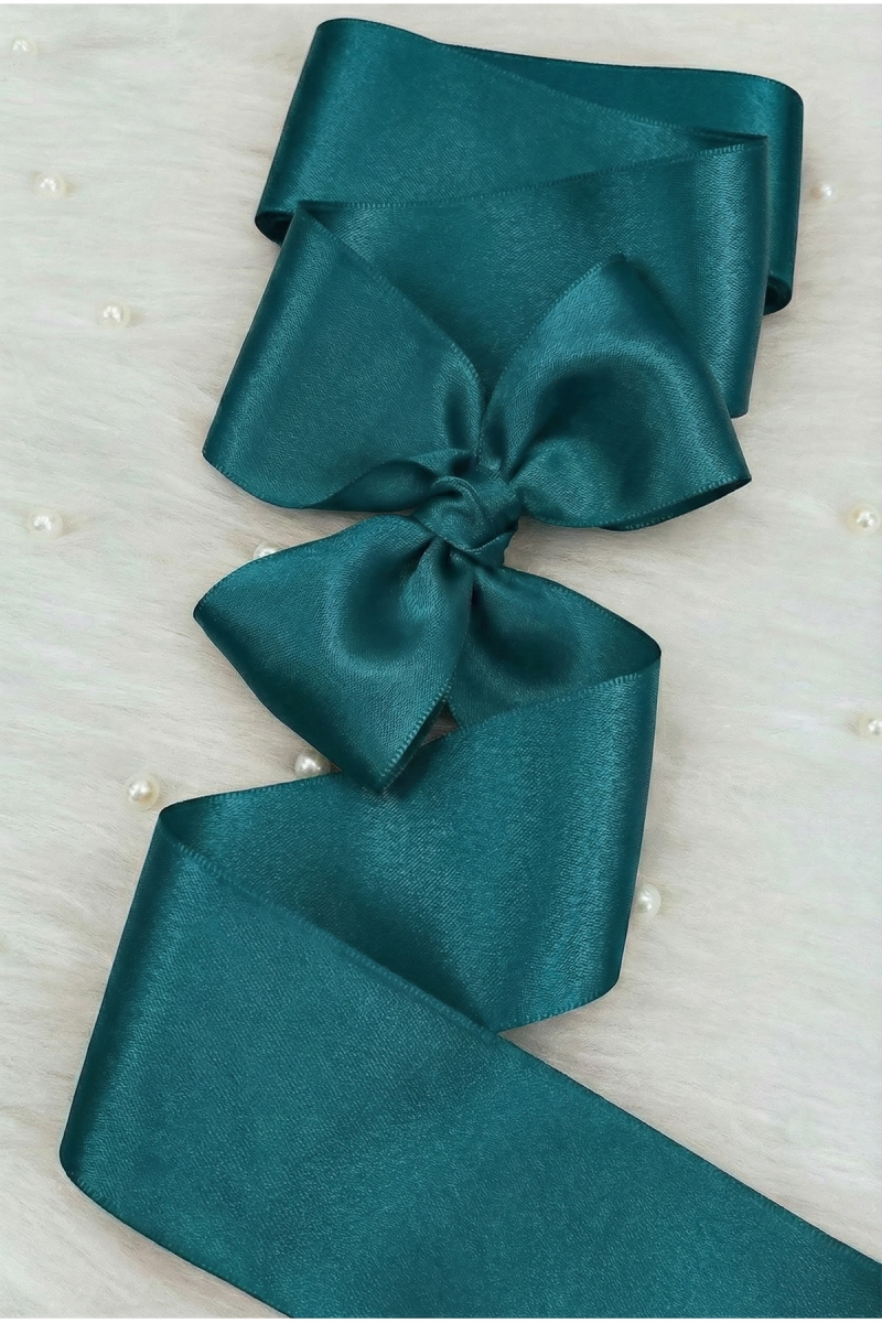 6 Cm Petrol Mavi Çift Taraflı Saten Kurdele 10 Metre, Bohça Çeyiz Nişan Takı Özel Gün Hediye Süsleme