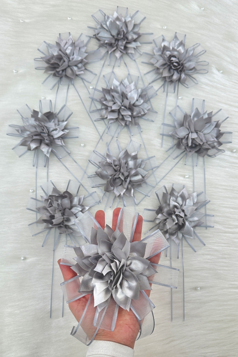 Açık Gri Bohça Süsü, Gelin Damat Çeyiz Düğün Nişan Konvoy Gelin Arabası Sünnet Kına Süsü 1 Adet