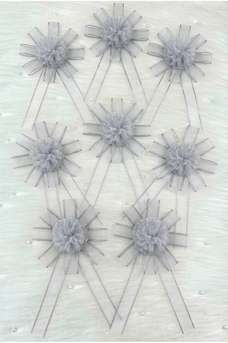 Açık Gri Bohça Süsü, Gelin Damat Çeyiz Düğün Nişan Konvoy Gelin Arabası Sünnet Kına Süsü 5 Adet