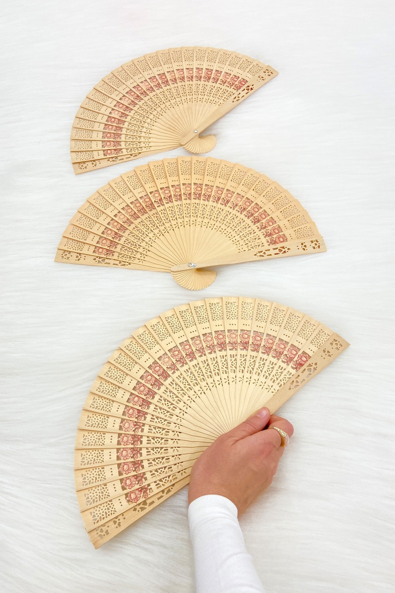 Bambu Çiçek Desenli Gelin Nedime Yelpazesi, Bride Bekarlığa Veda Partisi Kına Hediyelik, 6 Adet