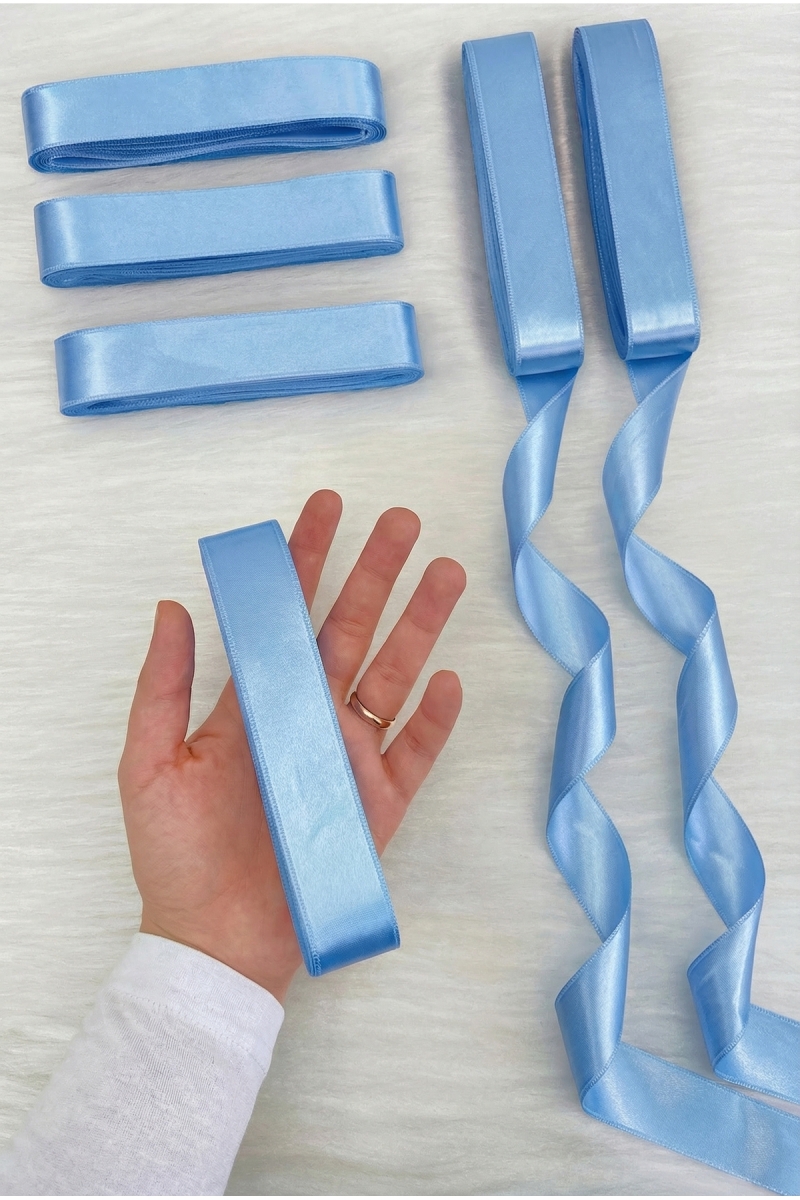 Bebe Mavi Saten Kurdele 3cm 10mt, Bohça Çeyiz Nikah Kına Sünnet Söz Doğum Günü Parti Hediye Süsleme