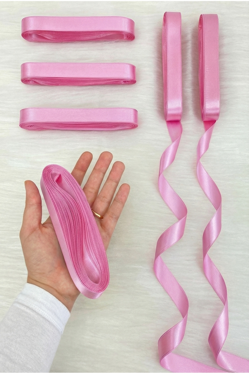 Bebe Pembe Saten Kurdele 2 Cm 10 Mt, Bohça Çeyiz Nikah Kına Sünnet Doğum Günü Parti Hediye Süsleme