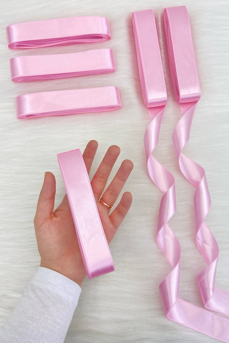 Bebe Pembe Saten Kurdele 3cm 10mt, Bohça Çeyiz Nikah Kına Sünnet Söz Doğum Günü Parti Hediye Süsleme