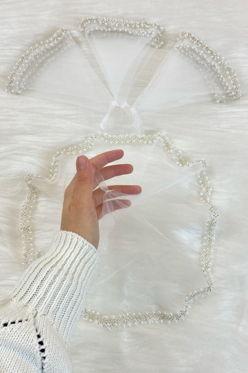 Beyaz Gelin Damat Halay Mendili, Cam Boncuk Ve Incili, Kına Gecesi Bride Düğün Nedime Söz Nişan