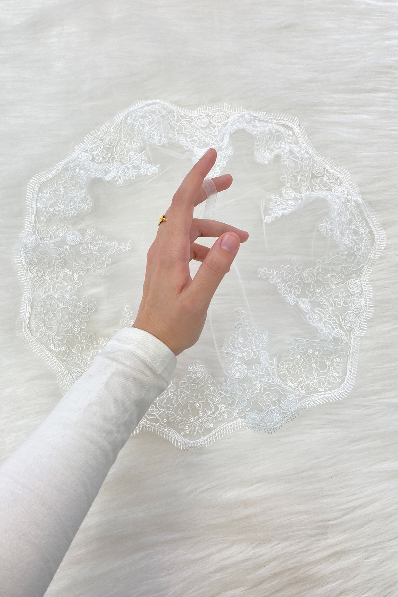 Beyaz Gelin Damat Halay Mendili, Işıl Işıl Güpürlü, Düğün Kına Gecesi Nedime Söz Nişan Bride