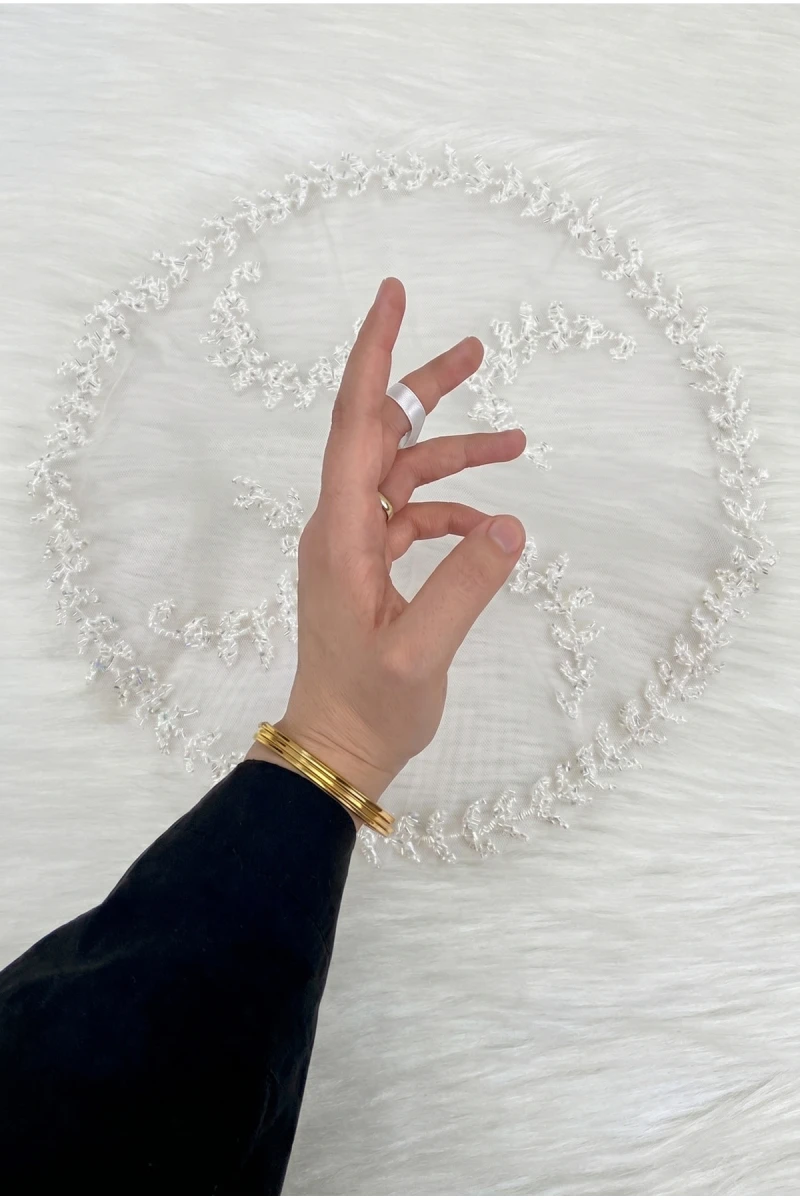 Beyaz Gelin Damat Mendili, Işıl Işıl Kristal Cam Boncuk Süslemeli, Kına Halay Düğün Nedime Sünnet Söz Nişan Bride Parti, 1 Adet