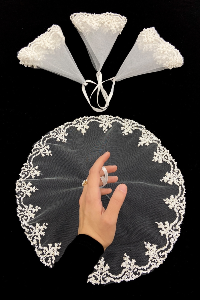 Beyaz Gelin Damat Mendili, Kristal Cam Boncuk, Kına Halay Düğün Nedime Sünnet Söz Bride, 1 Adet