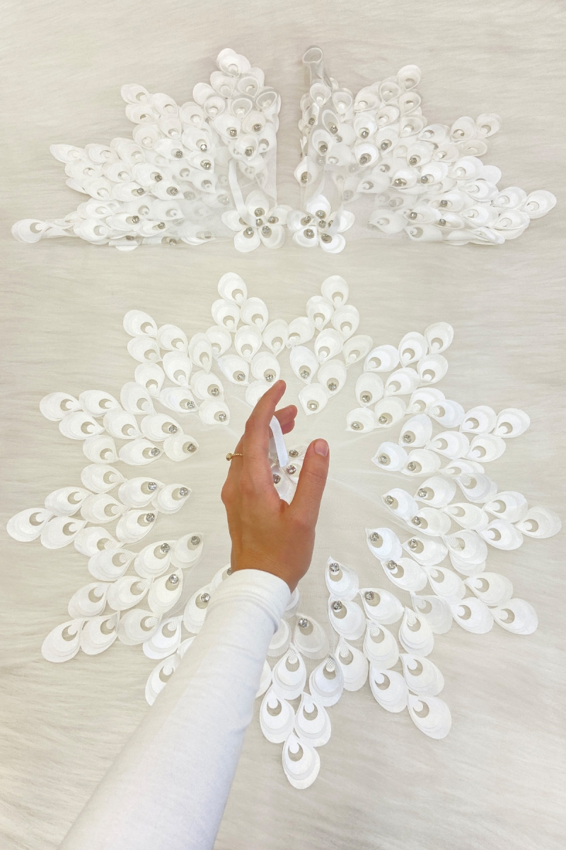 Beyaz Gelin Damat Mendili, Parlak Taş Detaylı Düğün Halay Nedime Söz Nişan Kına Sünnet Bride Mendil