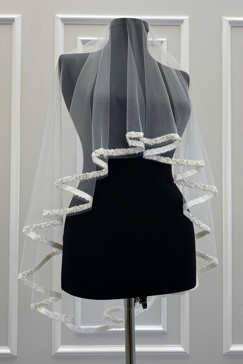 Beyaz Gelin Duvak Seti, Cam Boncuk Ve Pul Baskılı Kına Duvağı, Düğün, Bride, Nikah