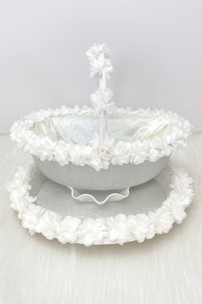 Beyaz Gelin Kına Gecesi Tepsi Ve Sepeti, Düğün, Sünnet, Nişan, Söz, Kadife Üç Boyutlu Lazer Çiçekli