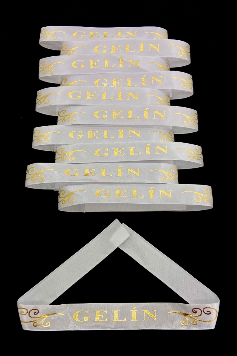 Beyaz Gelin Kol Kurdele Bileklik Bant, Kına Gecesi Düğün Bride Bekarlığa Veda Söz, 1 Adet