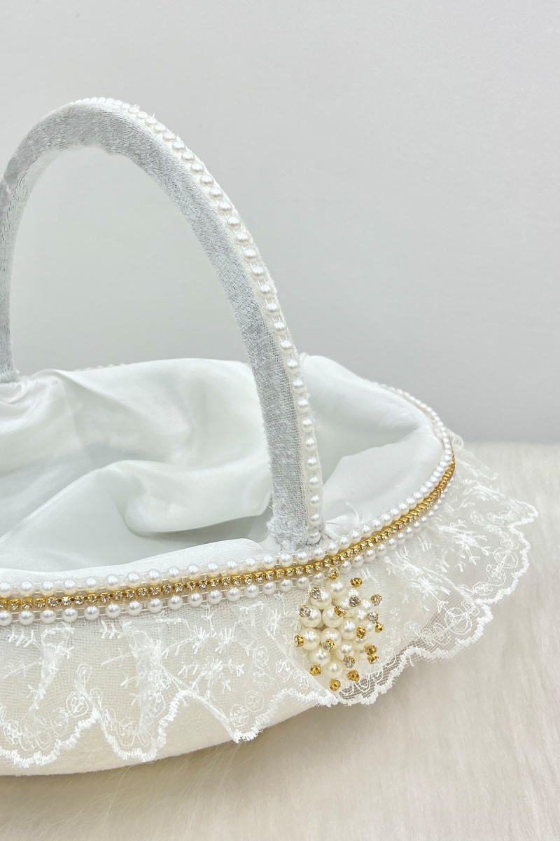 Beyaz Gelin Sepeti, Kadife Gold Parlak Taş Süslemeli Fistolu, Kına Nişan Nikah Düğün Söz Sünnet