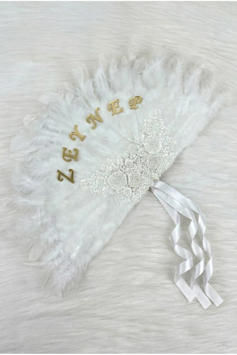 Beyaz Gelin Yelpazesi, Işıl Işıl Vip Güpürlü, Bekarlığa Veda Partisi, Bride To Be, Nedime, Kına Gecesi, Ahşap Tüylü