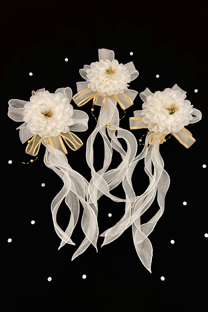 Beyaz Gold Ortanca Bohça Süsü, Gelin Çeyiz Düğün Nişan Konvoy Sünnet Kına Süsü 1 Adet