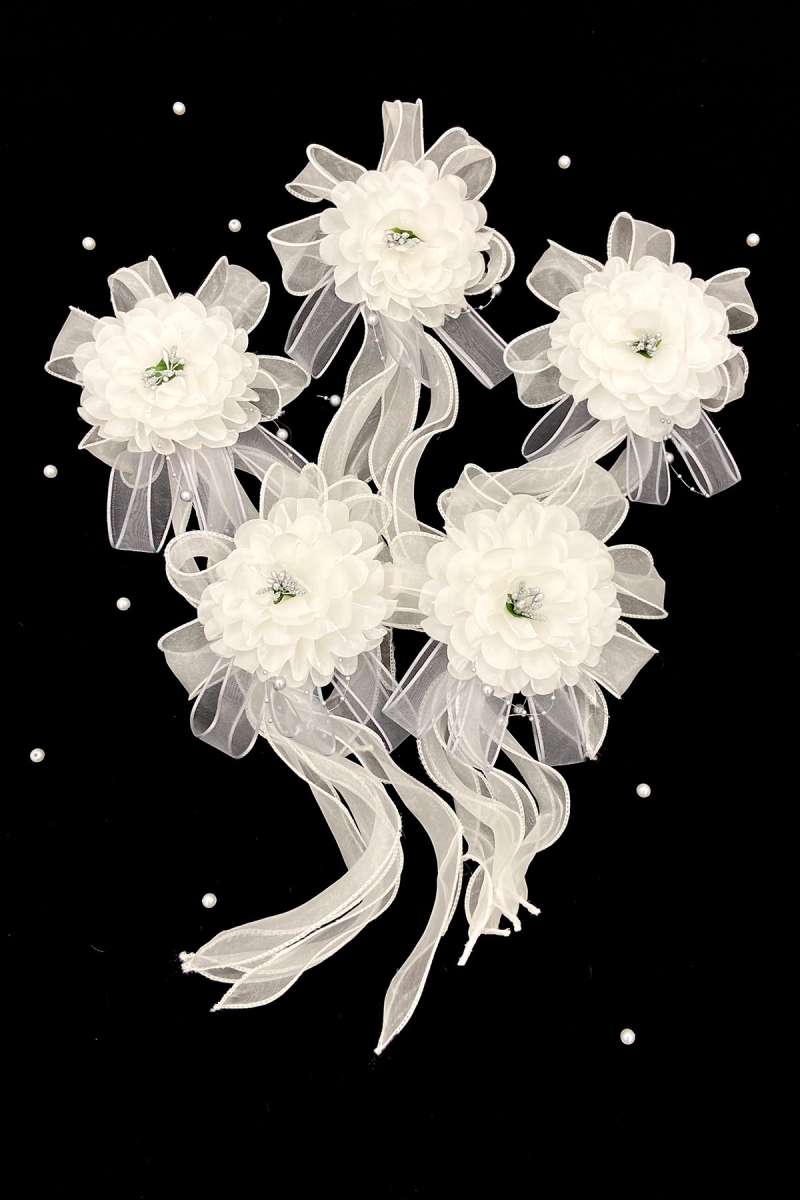 Beyaz Gri Ortanca Bohça Süsü, Damat Gelin Çeyiz Düğün Nikah Nişan Konvoy Sünnet Kına, 5 Adet