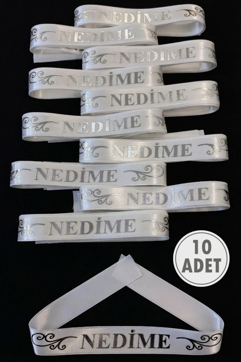 Beyaz Gümüş Nedime Kol Kurdele, 10 Adet Kolluk Bileklik Bant, Kına Gecesi Sağdıç Düğün Bride