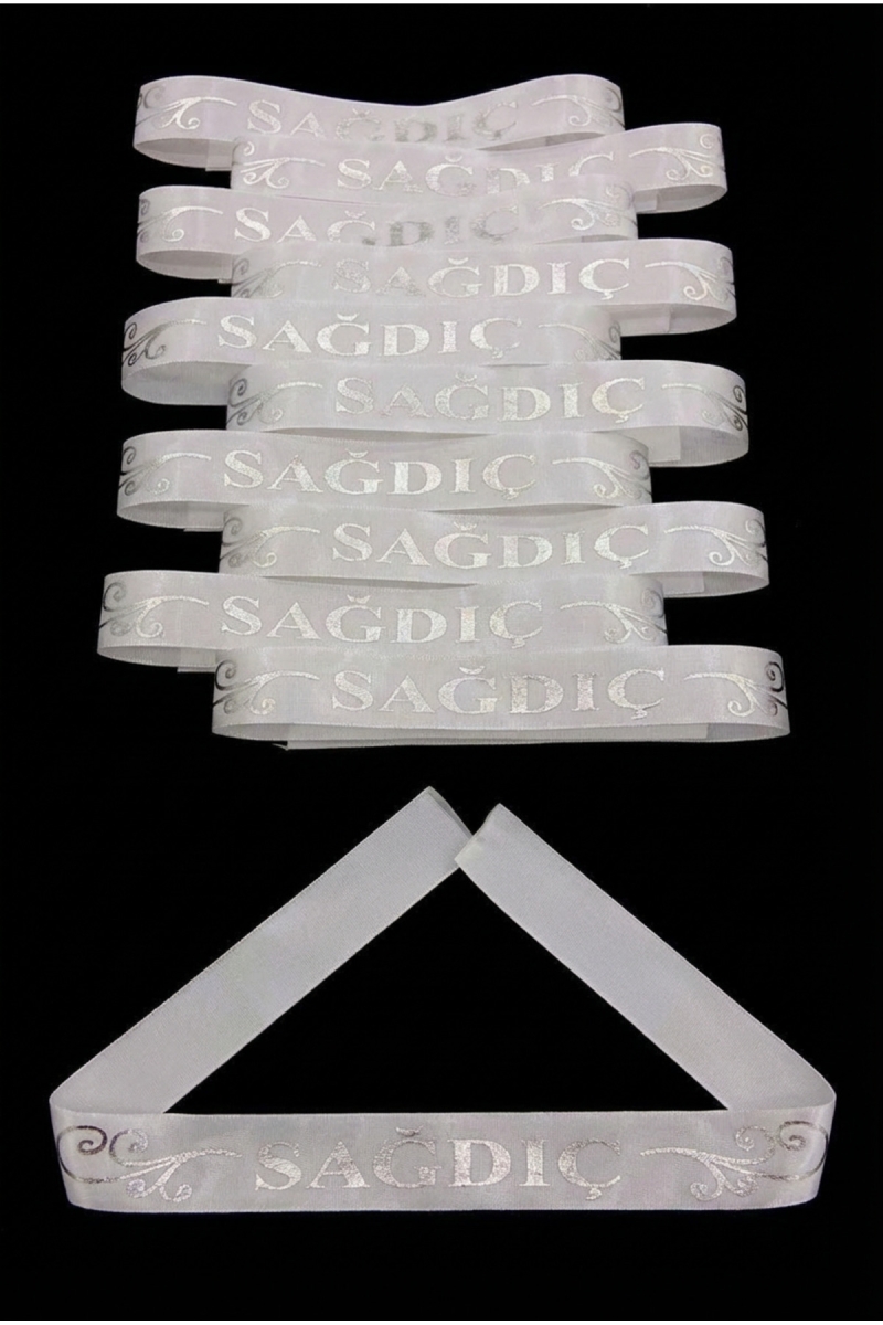 Beyaz Gümüş Sağdıç Kol Kurdele Bileklik Bant, Kına Gecesi Nedime Düğün Bride Bekarlığa Veda 1 Adet