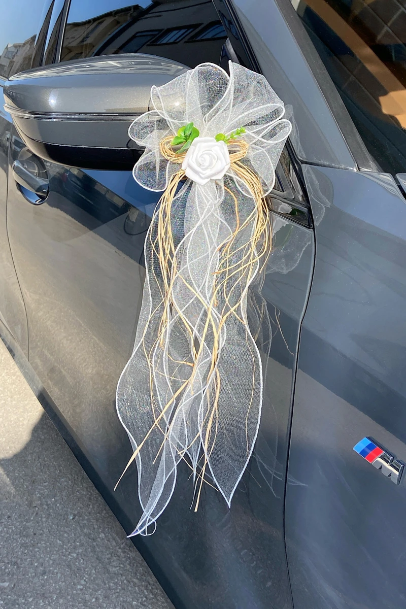 Beyaz Konvoy Süsü, 10 Adet,Gelin Arabası Havlu Bavul Bohça Çeyiz Söz Nişan Kına Düğün Sünnet Süsleme