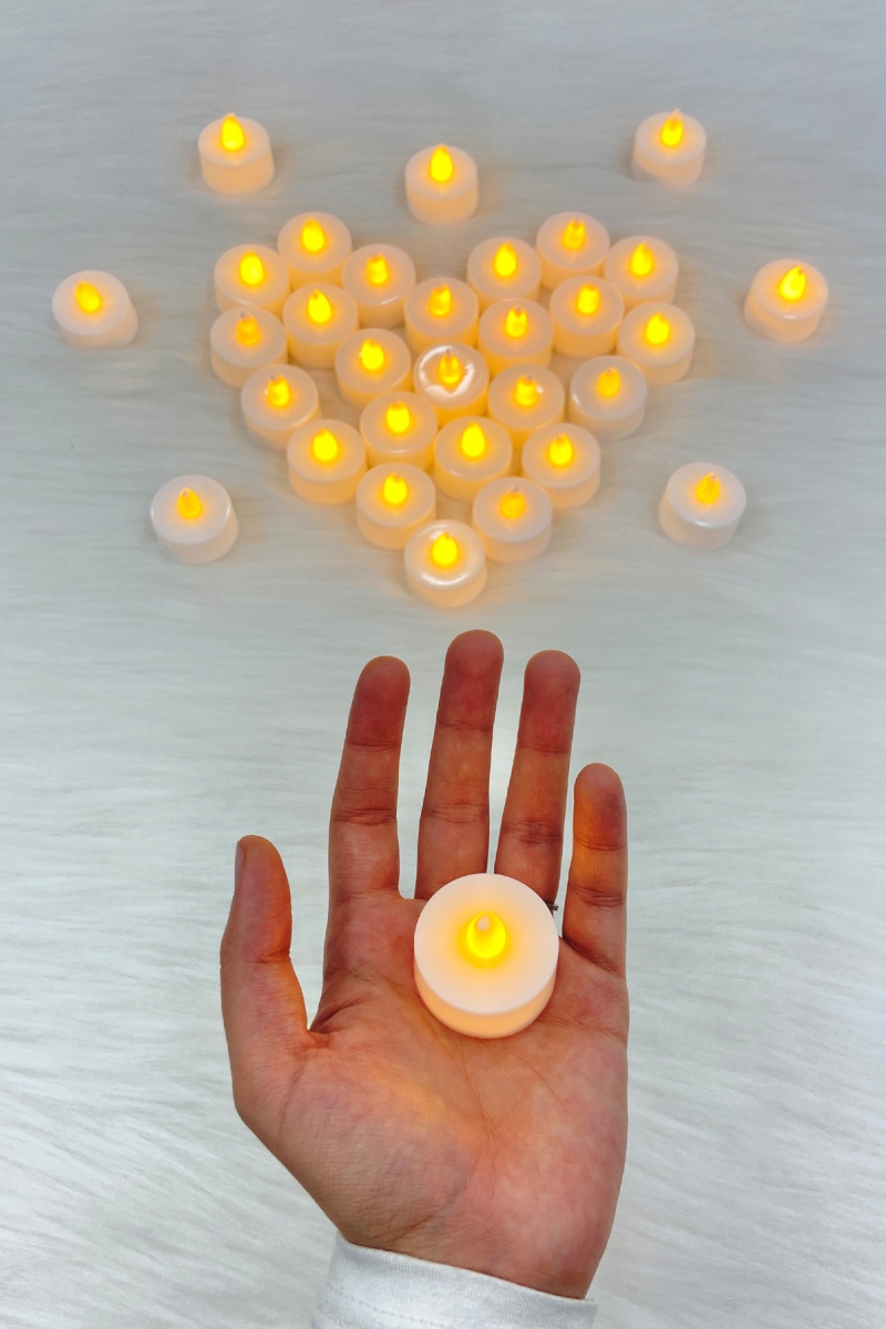 Beyaz Ledli Mum, 1 Adet, Tealight Mum Pilli, Özel Gün, Led Işıklı, Kutlama, Doğum Günü, Kına Gecesi