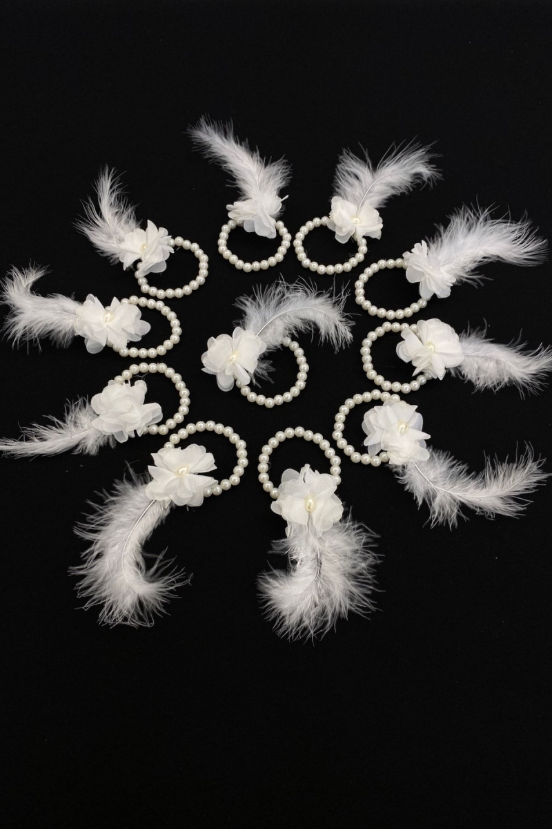 Beyaz Nedime Bilekliği, Bride To Be, Bekarlığa Veda Partisi, Düğün, Kına Gecesi Bileklik 10 Adet