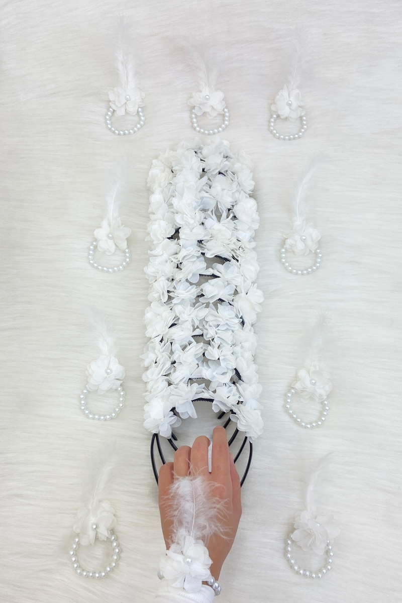 Beyaz Nedime Bilekliği Ve Nedime Tacı(Plastik), Kına Gecesi, Bekarlığa Veda Partisi, Bride, 20 Parça