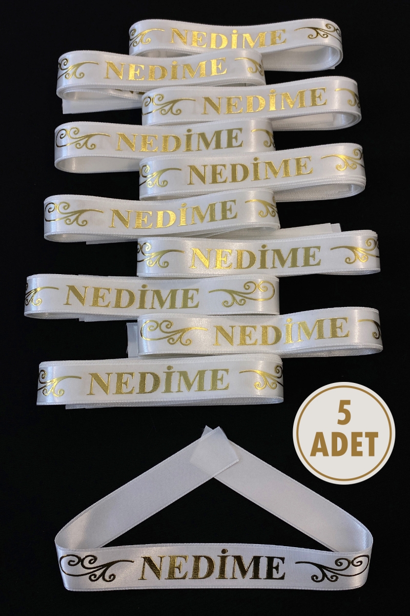 Beyaz Nedime Kol Kurdele, 5 Adet Kolluk Bileklik Bant, Kına Gecesi Düğün Bride Bekarlığa Veda Söz