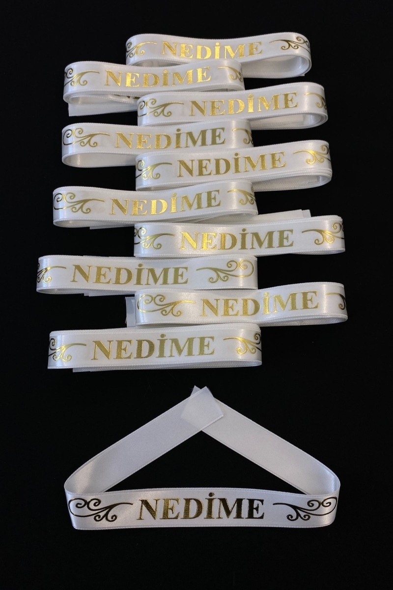 Beyaz Nedime Kol Kurdele Bileklik Bant, Kına Gecesi Düğün Bride Bekarlığa Veda Söz, 1 Adet