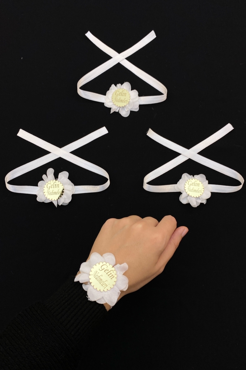 Beyaz Nedime Kol Kurdele ve Bileklik, Kına Gecesi Bride Bekarlığa Veda Partisi 1 Adet