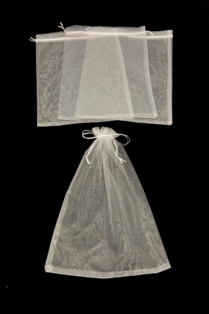 Beyaz Organze Şeffaf Tül Havlu Terlik Seccade Bohça Çeyiz Hediye Kesesi 50 Adet Ölçü 30x40cm