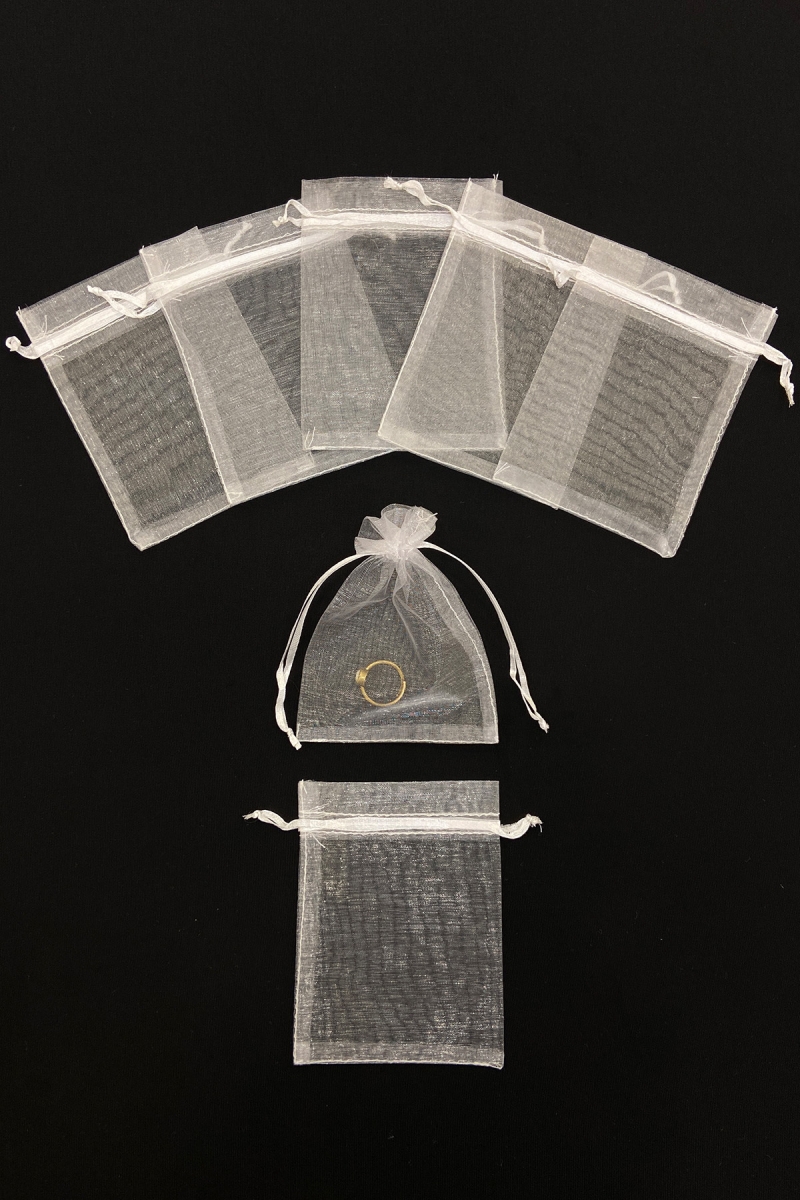 Beyaz Organze Şeffaf Tül Kese, 50 Adet Ölçü 9x12cm, Kına Çerez Kuruyemiş Altın Takı Söz Hediye Bohça