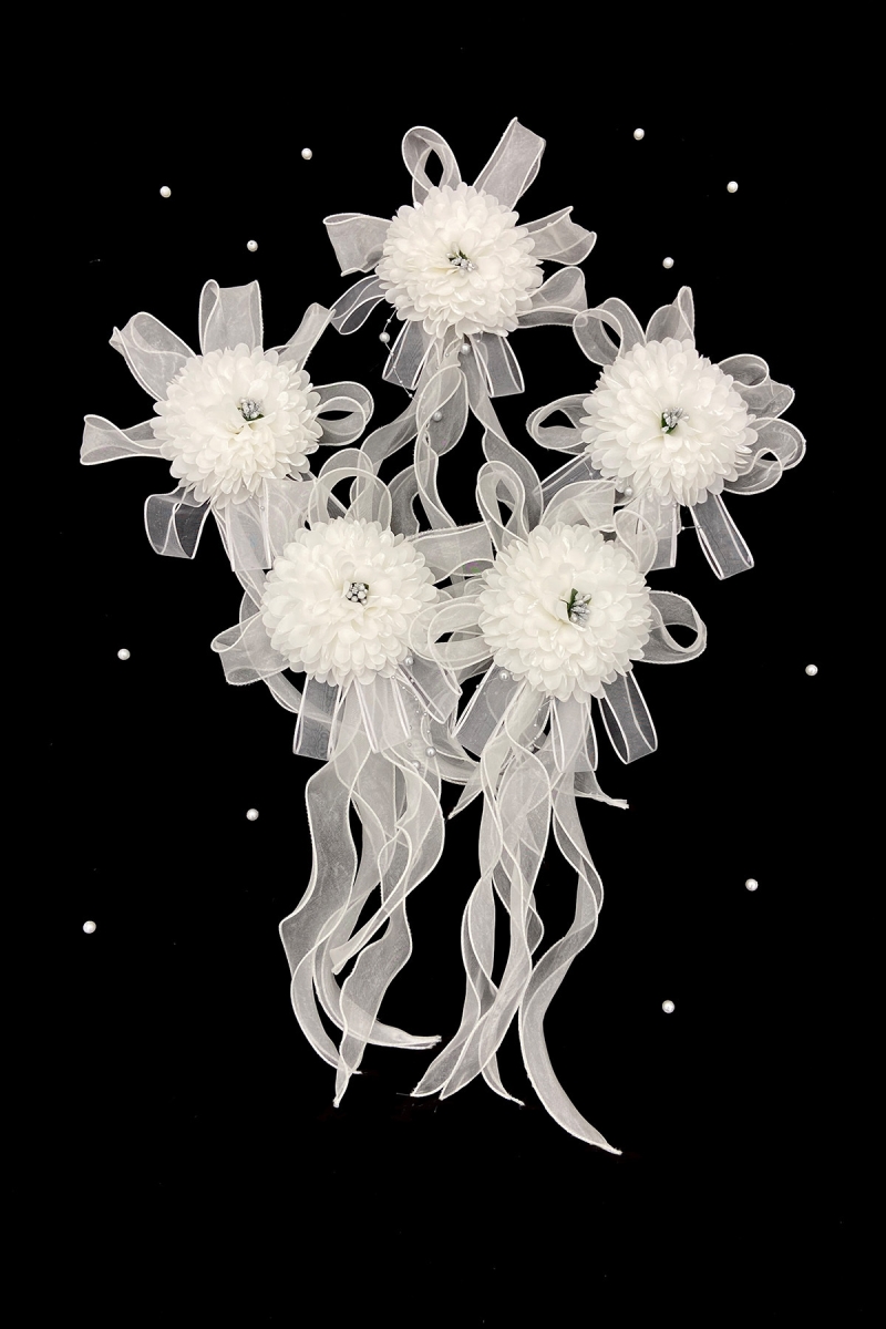 Beyaz Ortanca Bohça Süsü, Damat Gelin Çeyiz Düğün Nikah Nişan Konvoy Sünnet Kına, 5 Adet