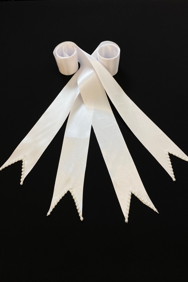 Beyaz Sade Incili Gelin Damat Takı Kurdelesi, Takı Kemeri