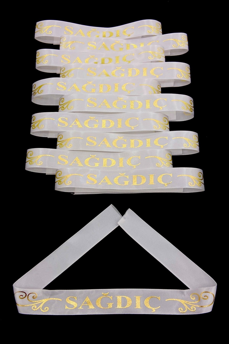 Beyaz Sağdıç Kol Kurdele Bileklik Bant, Kına Gecesi Düğün Bride Bekarlığa Veda Söz, 1 Adet