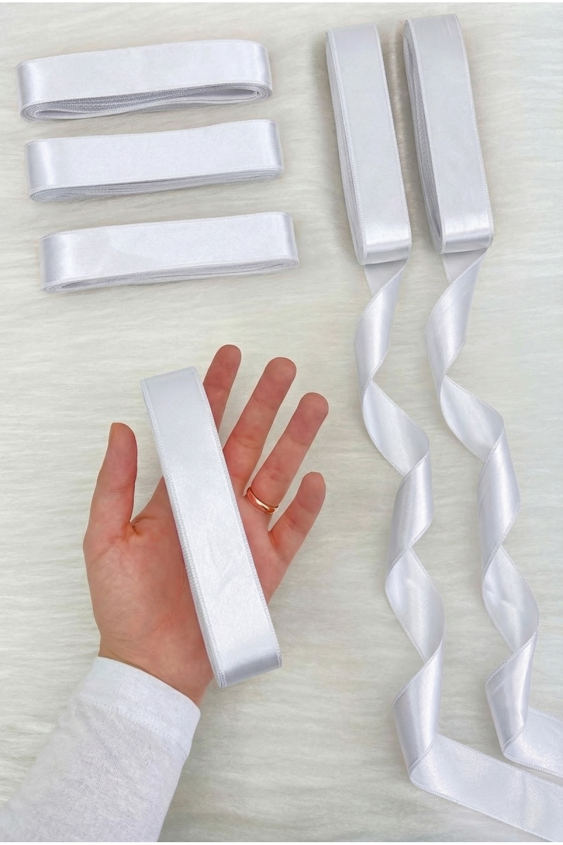 Beyaz Saten Kurdele 3 Cm 10 Mt, Bohça Çeyiz Nikah Kına Sünnet Söz Doğum Günü Parti Hediye Süsleme