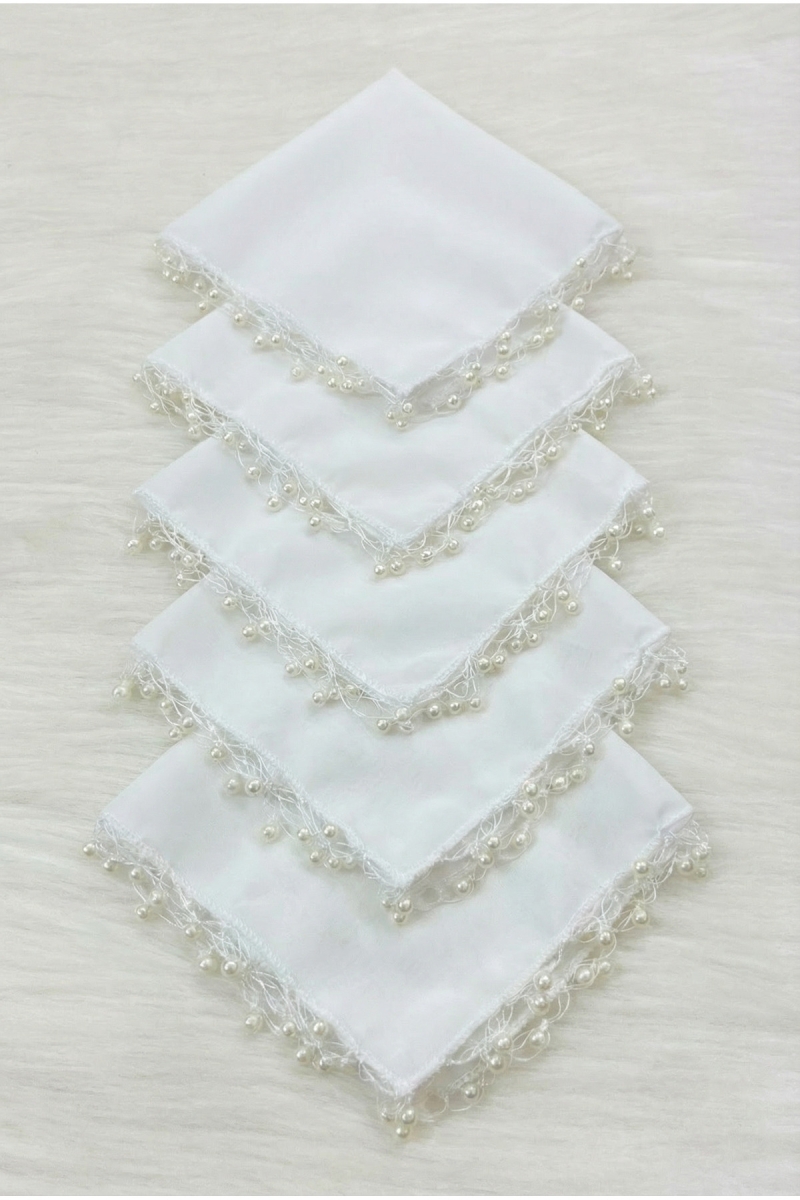 Beyaz Şifon Gelin Damat Mendili, Düğün Halay Nedime Bride Parti Kına Nişan Sünnet Hediye, 10 Adet