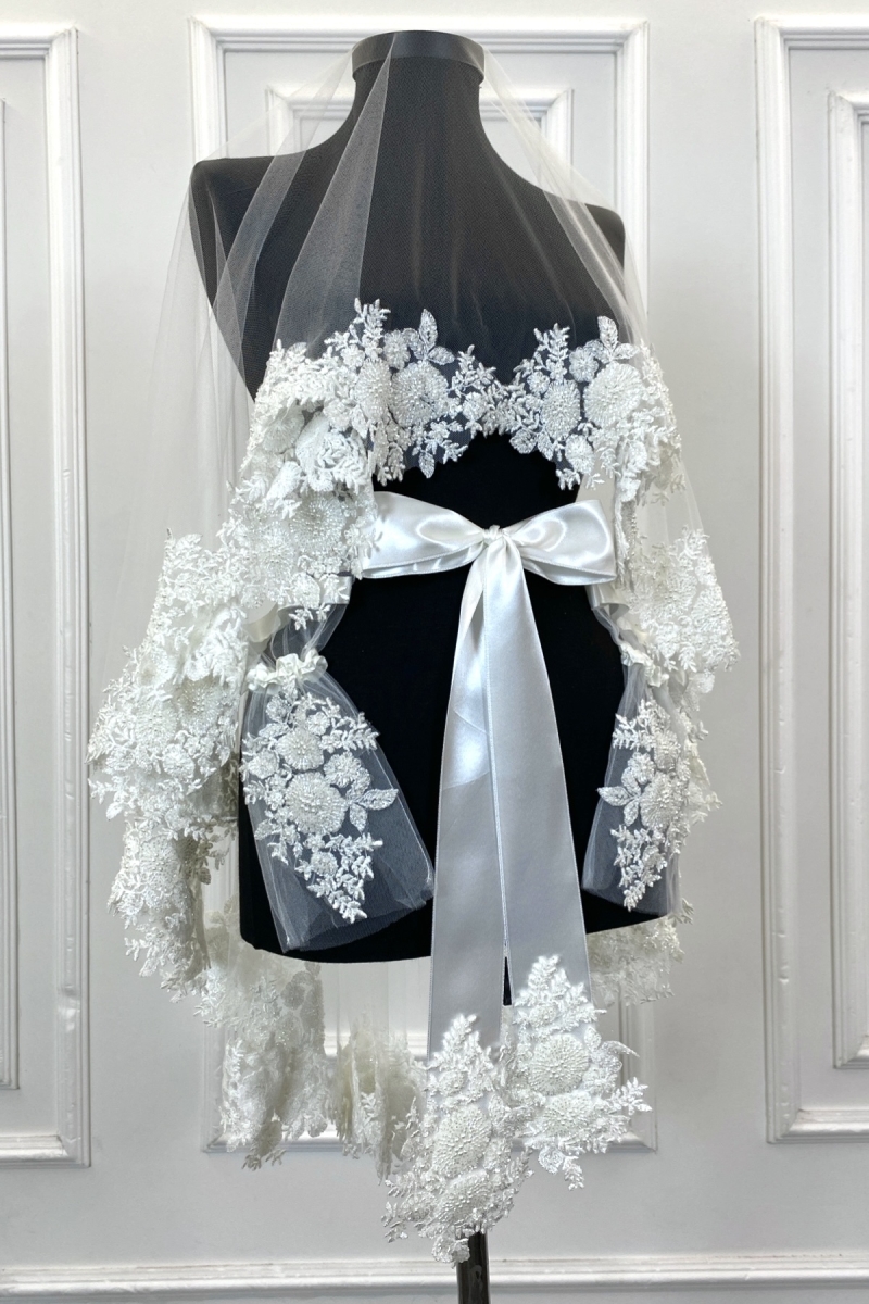 Beyaz Vip Gelin Duvak Seti, Kına Duvağı Örtüsü Seti